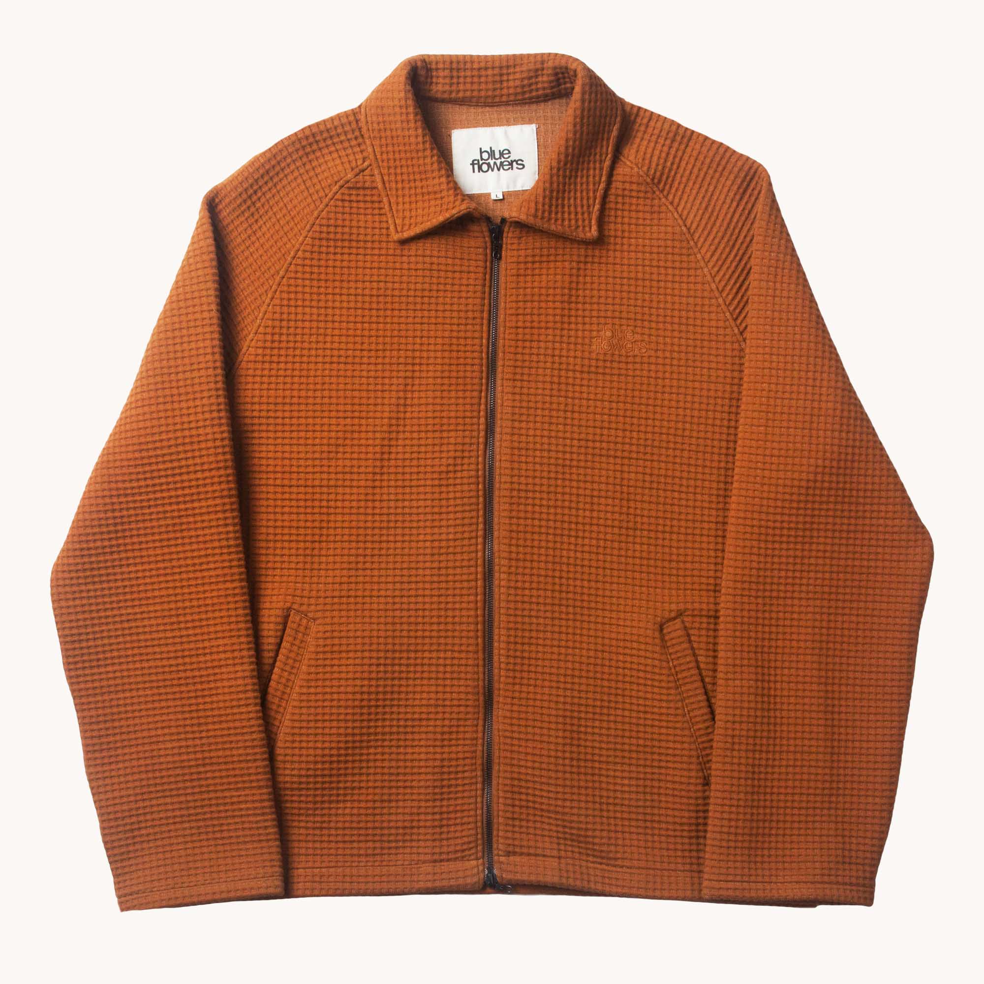 WAFFLE ZIP UP SHIRT - BROWN
