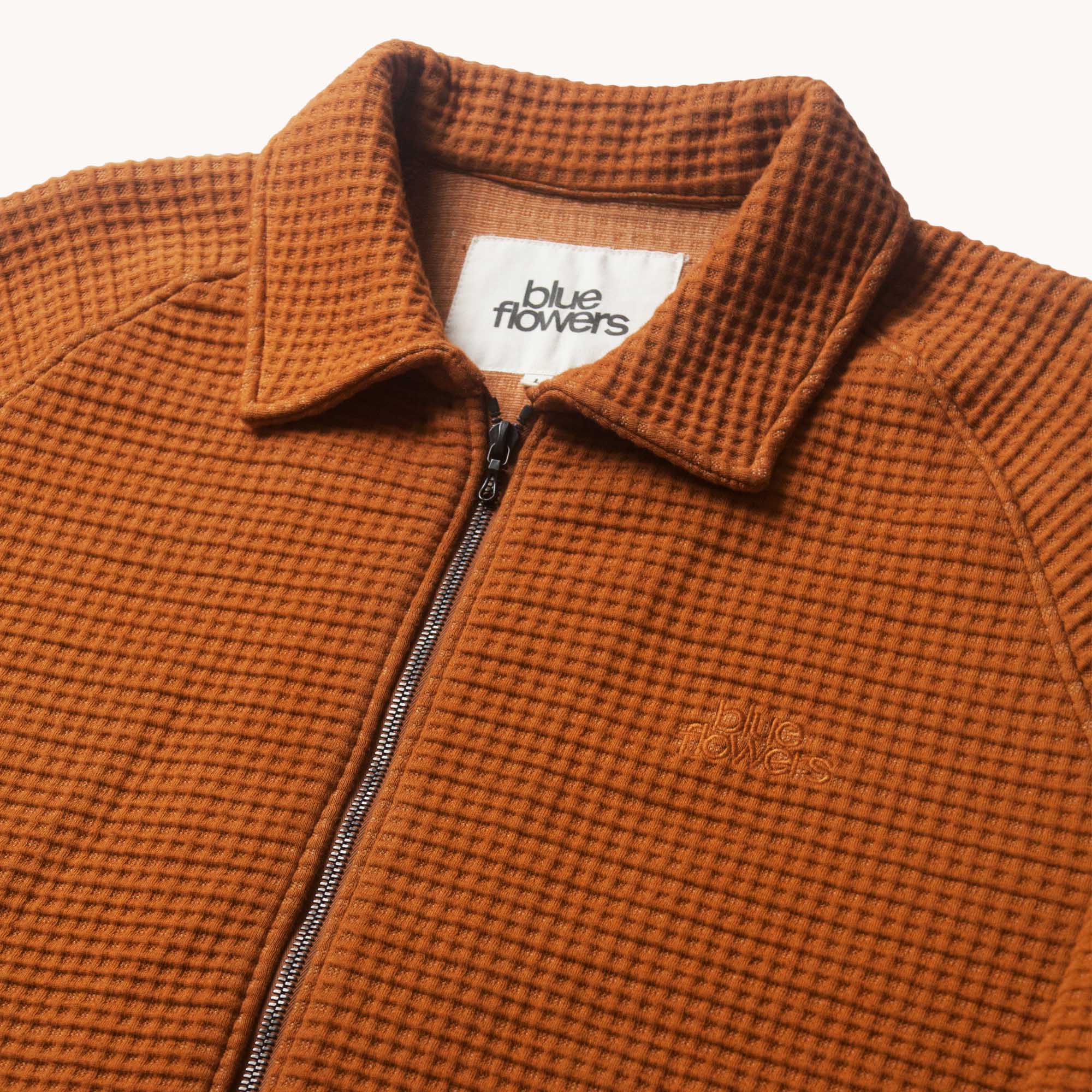 WAFFLE ZIP UP SHIRT - BROWN