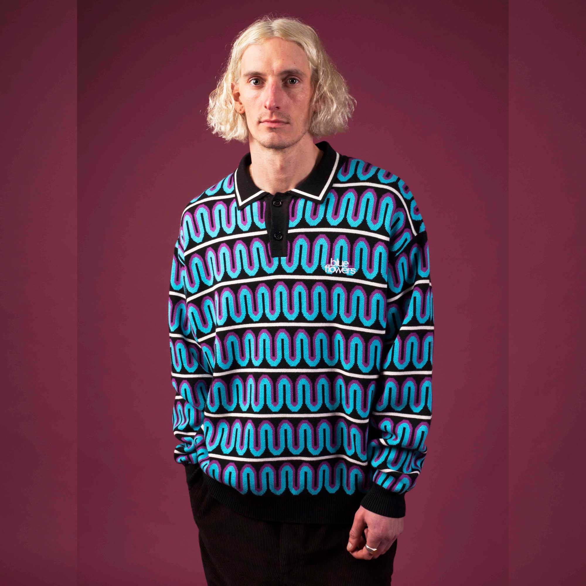 SWIRL KNIT POLO JUMPER