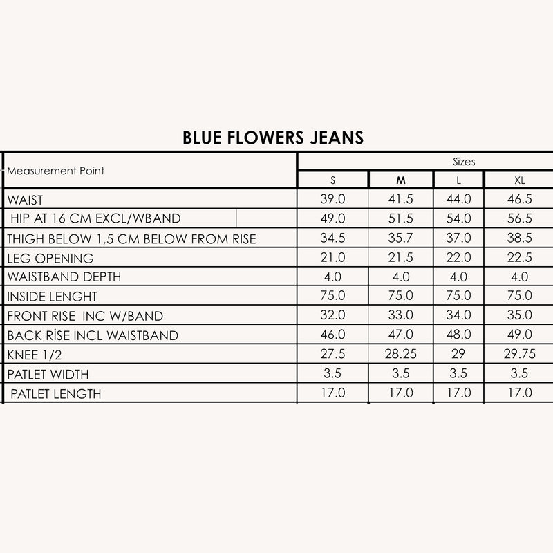 BLUE FLOWERS DENIM JEANS - WASHED BLUE