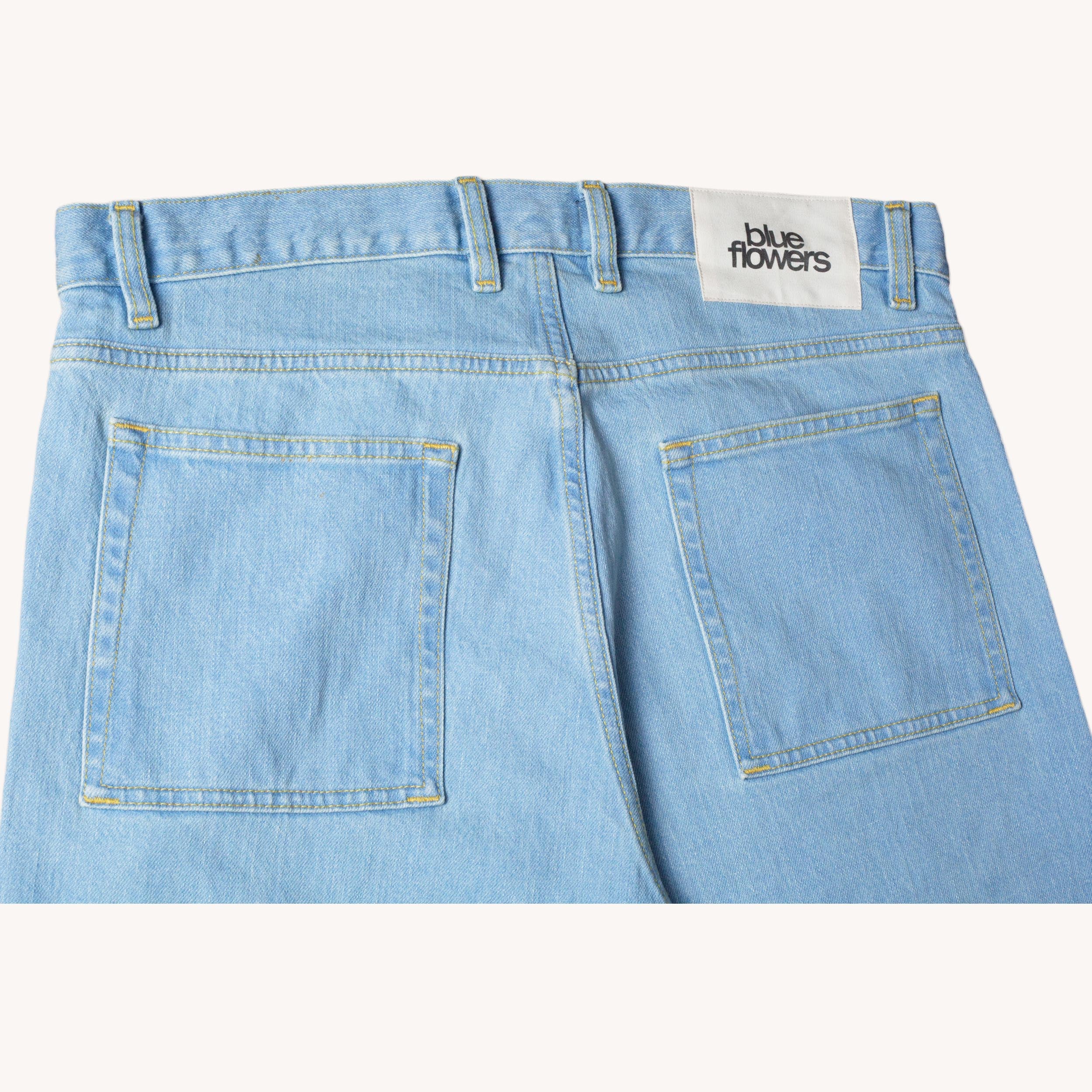 BLUE FLOWERS DENIM JEANS - BLUE