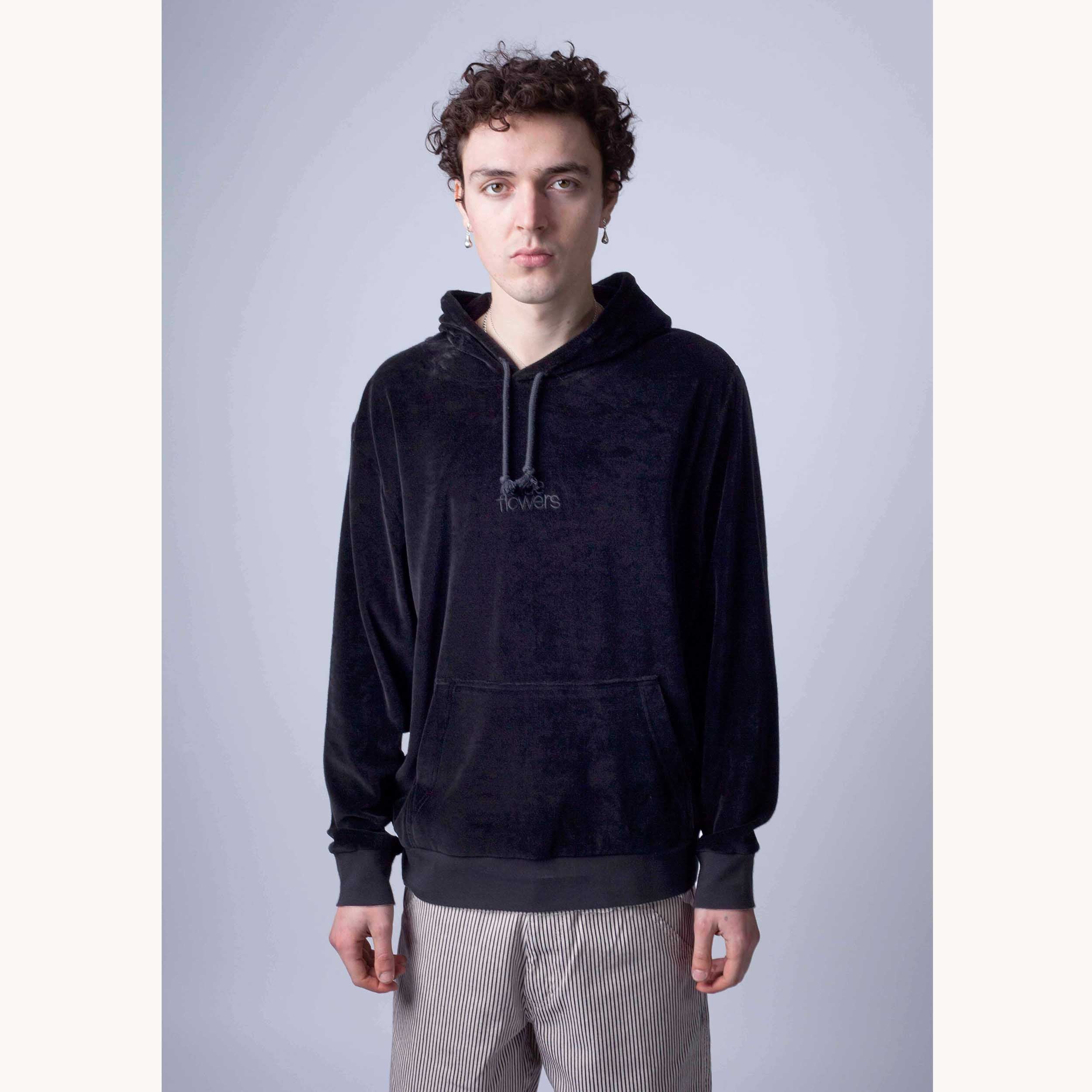 GALACTIC VELOUR HOODIE - BLACK