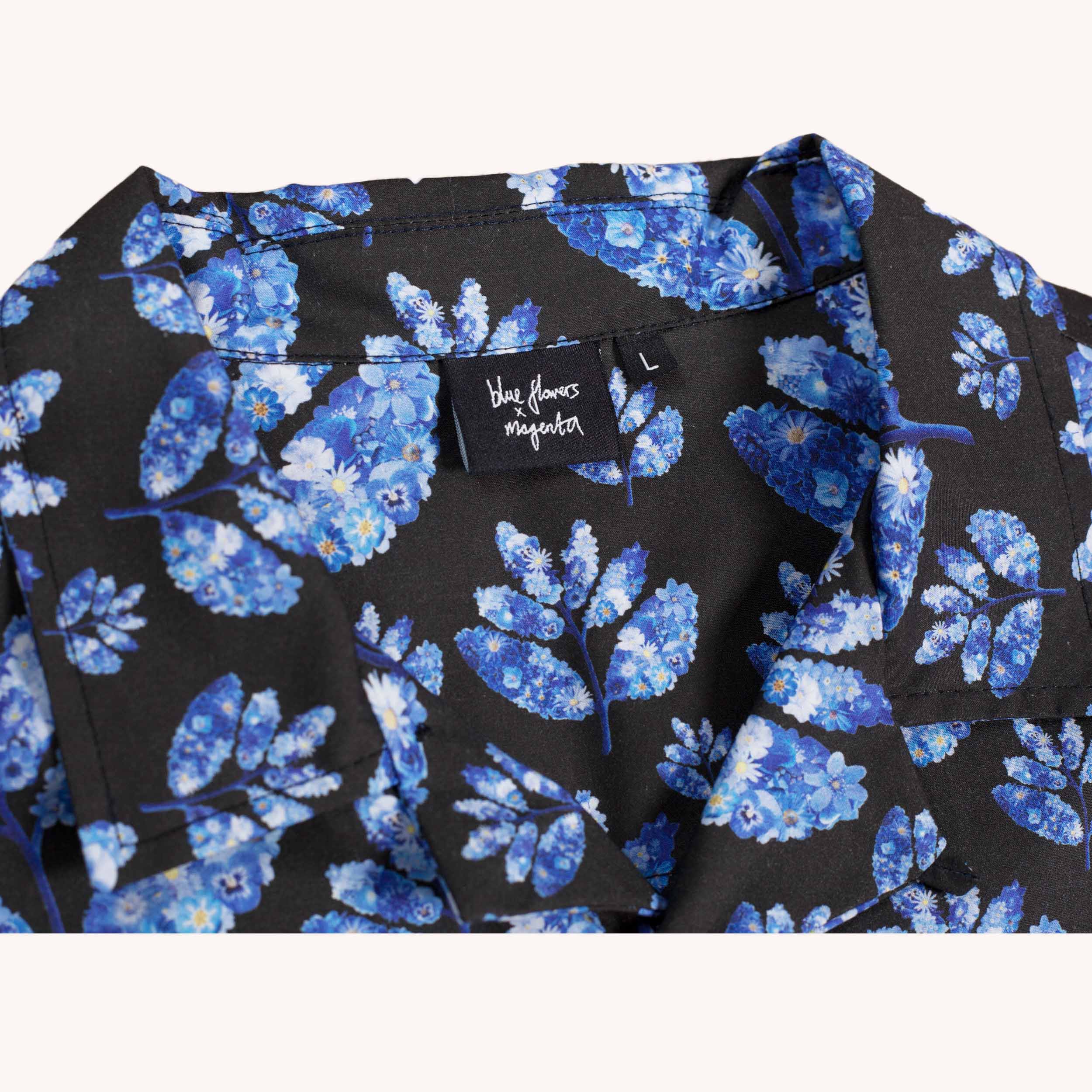 BLUE FLOWERS X MAGENTA SHIRT