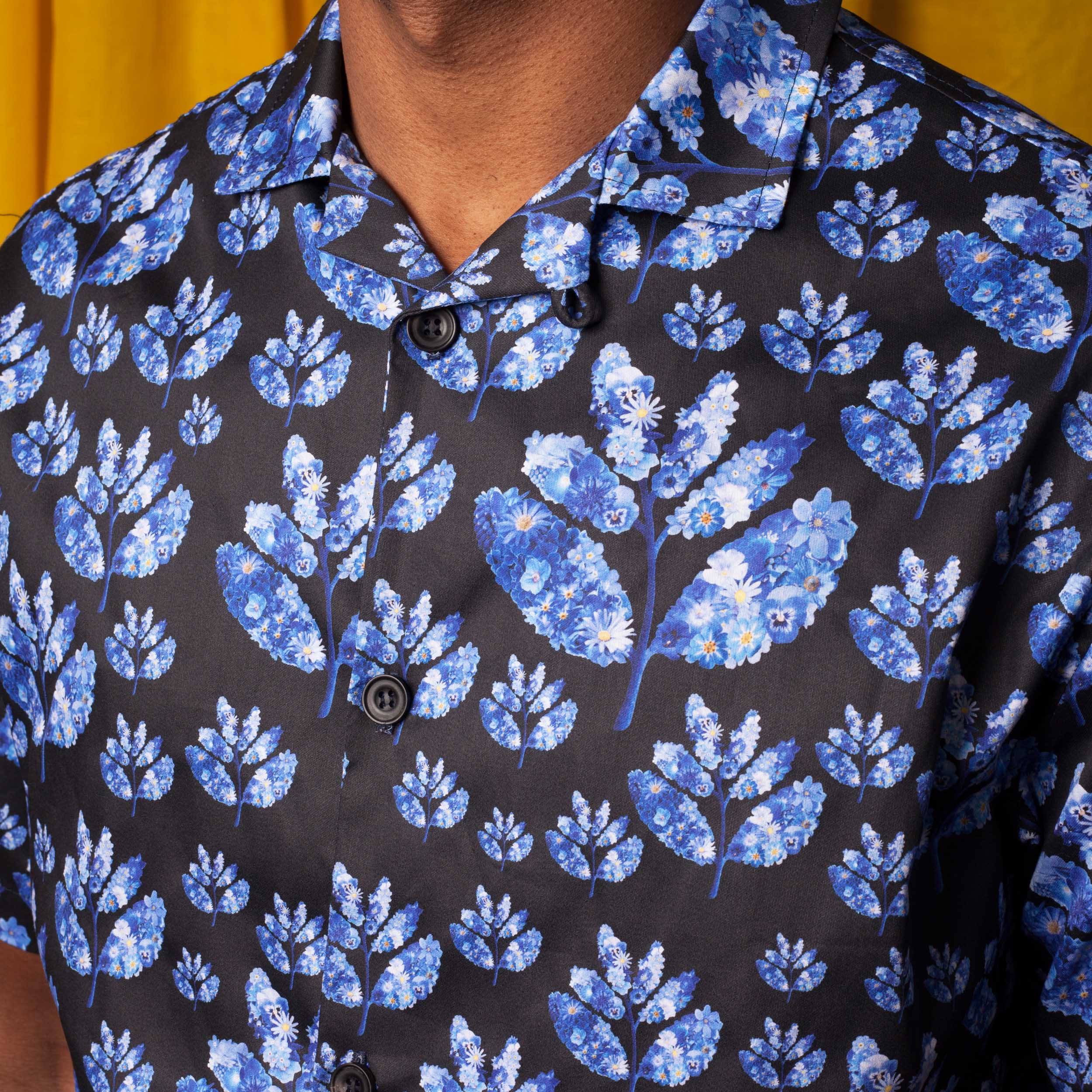 BLUE FLOWERS X MAGENTA SHIRT