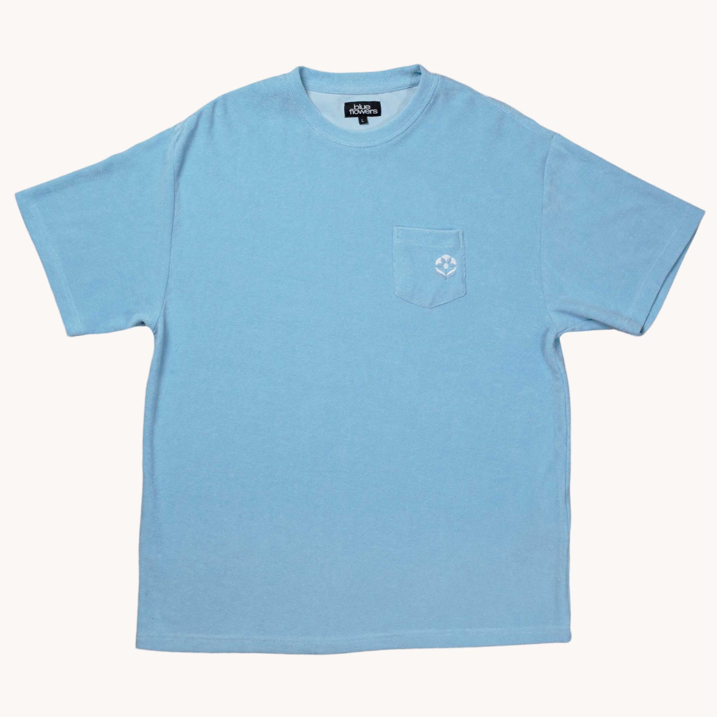 TOWELLING T SHIRT - PALE BLUE