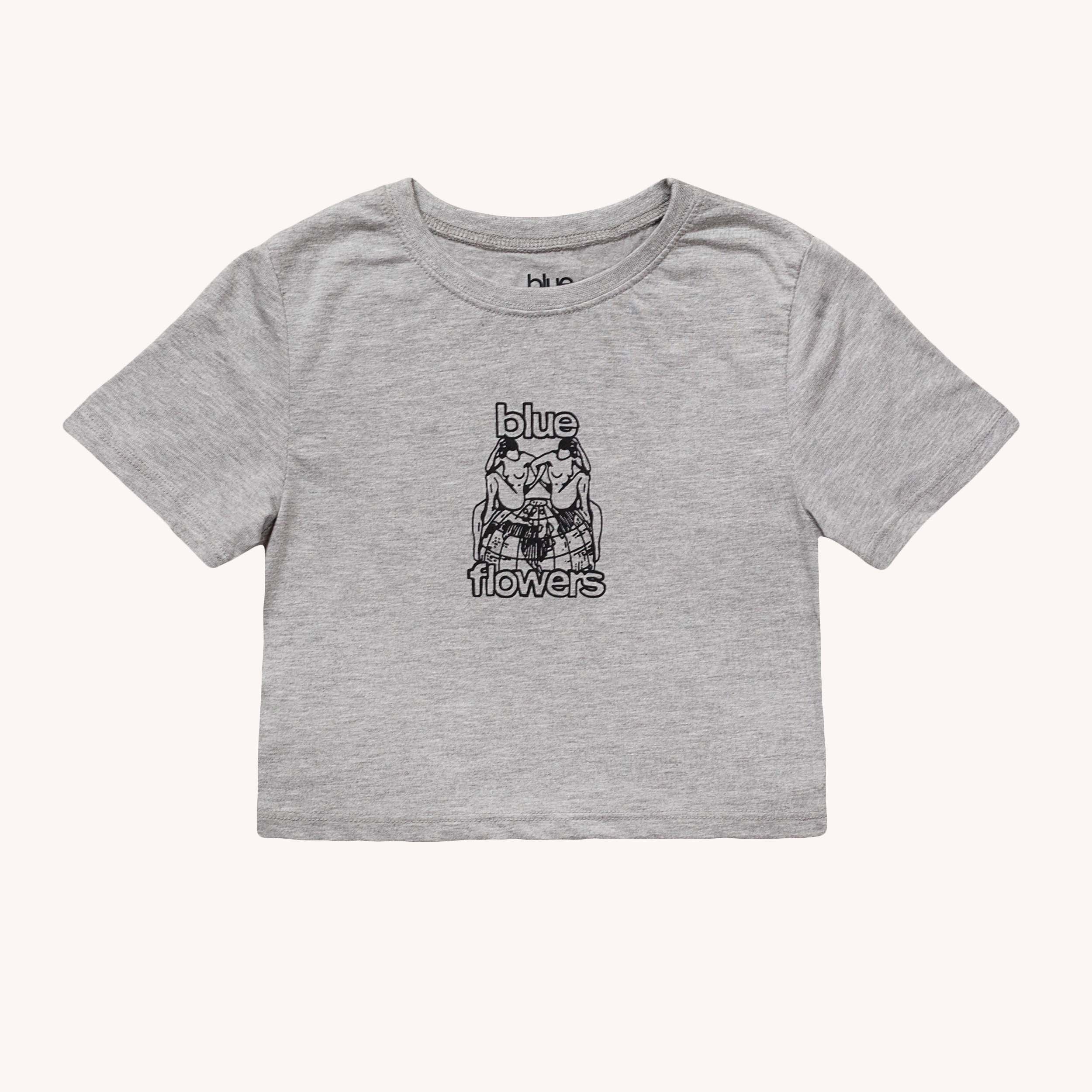 WOMENS CROPPED EARTH T SHIRT - HEATHER GREY