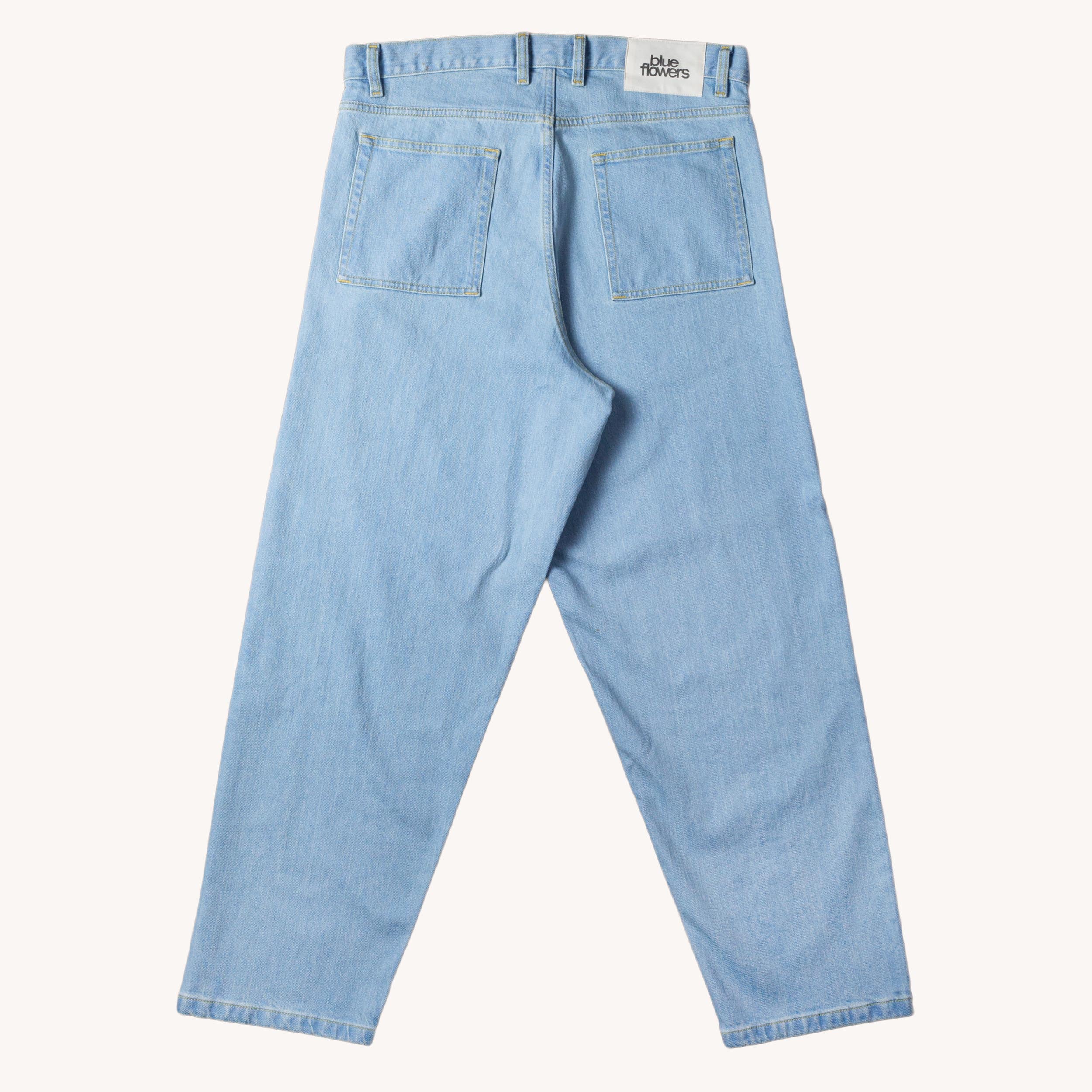 BLUE FLOWERS DENIM JEANS - WASHED BLUE